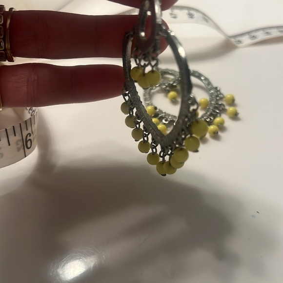Fun and funky yellow rhinestone earrings, base metal, showstoppers!!! - Picture 2 of 3